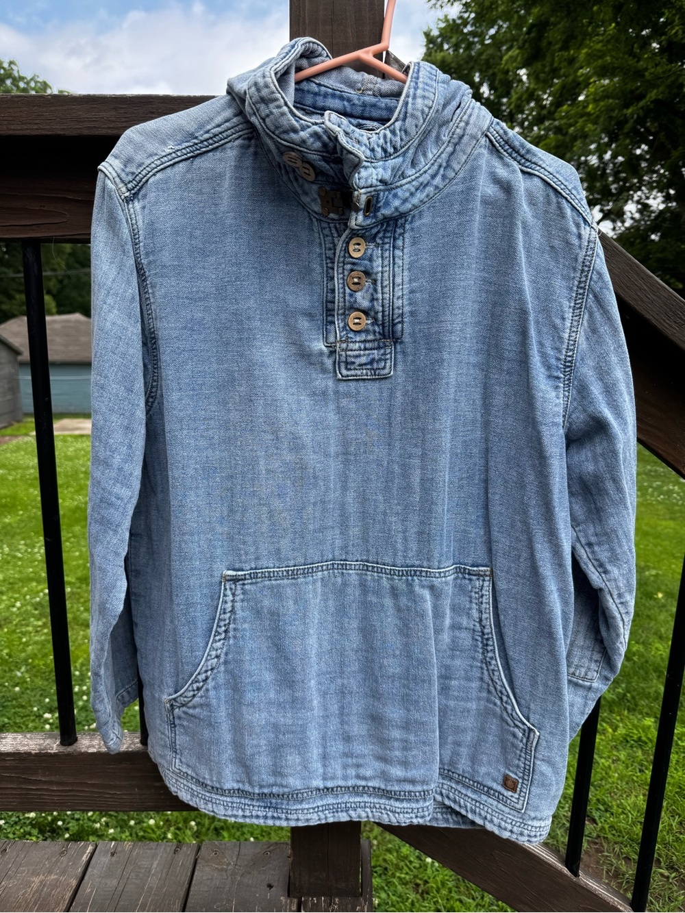 The Territory Ahead Light Blue Denim Henley Pullover